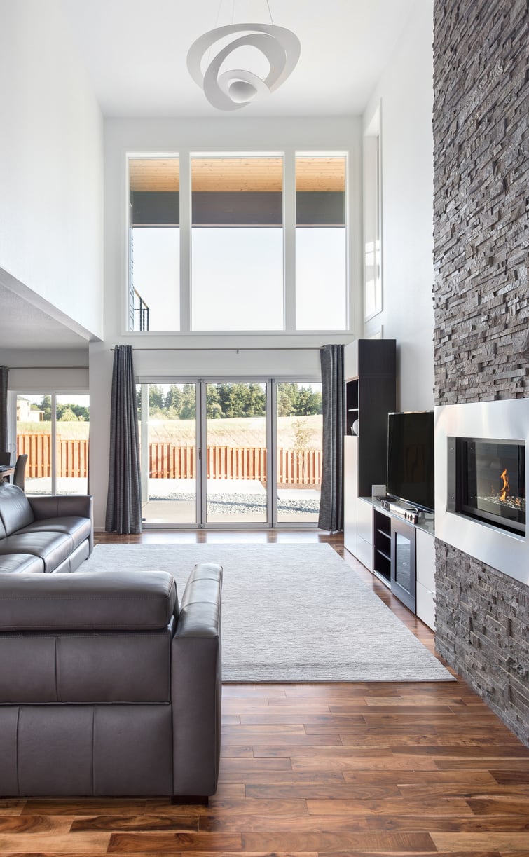 Beautiful Living Room with Fireplace in Luxury Home